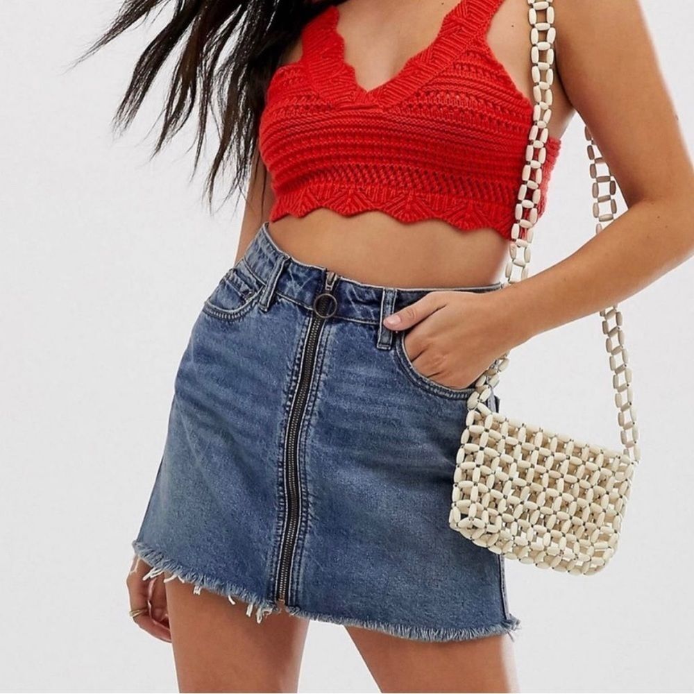 Free People We the Free Zip it Up Denim Mini Skirt